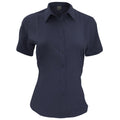 Navy - Front - Henbury Womens-Ladies Wicking Short Sleeve Work Shirt