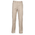 Stone - Front - Henbury Mens 65-35 Flat Fronted Chino Trousers