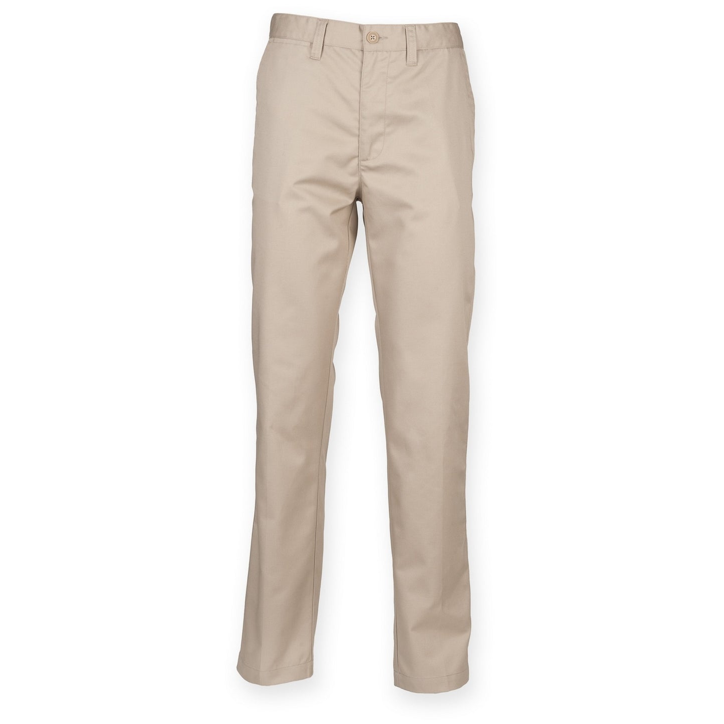 Stone - Front - Henbury Mens 65-35 Flat Fronted Chino Trousers