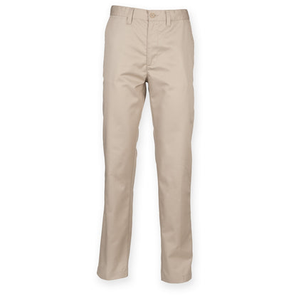 Stone - Front - Henbury Mens 65-35 Flat Fronted Chino Trousers