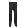 Navy - Front - Henbury Mens 65-35 Flat Fronted Chino Trousers