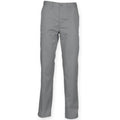 Steel Grey - Front - Henbury Womens-Ladies 65-35 Flat Fronted Slim Fit Chino Work Trousers