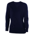 Navy - Front - Kariban Womens V-Neck Long Sleeve Jumper - Knitwear