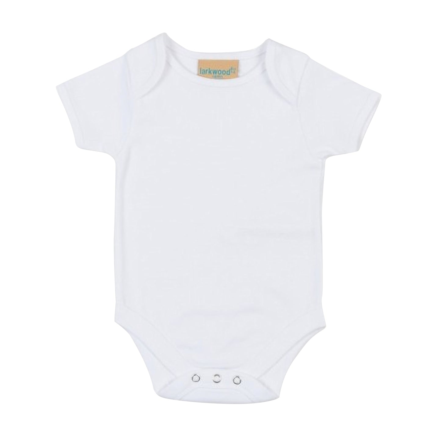 White - Front - Larkwood Baby Unisex Short Sleeved Body Suit With Envelope Neck Opening