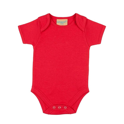 Red - Front - Larkwood Baby Unisex Short Sleeved Body Suit With Envelope Neck Opening