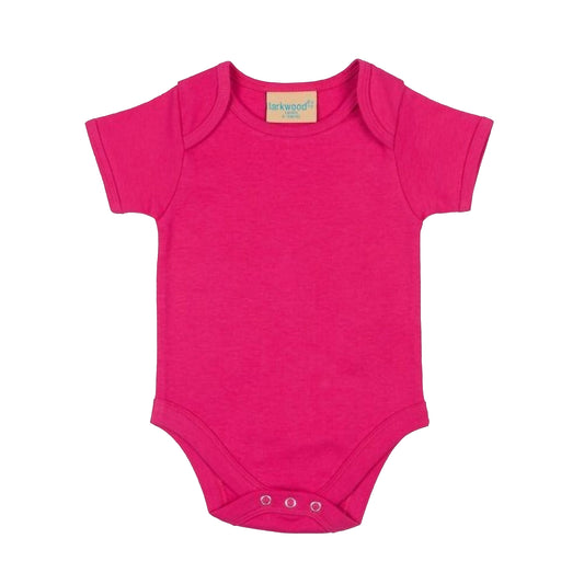 Fuchsia - Front - Larkwood Baby Unisex Short Sleeved Body Suit With Envelope Neck Opening