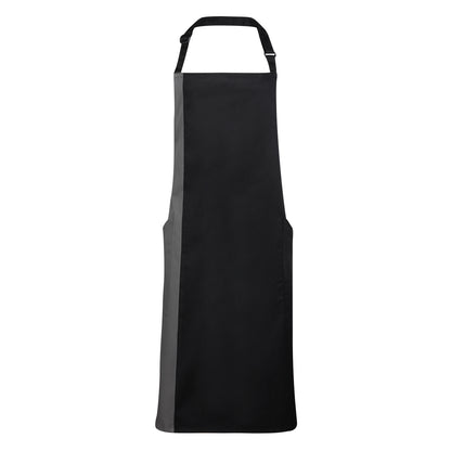 Black- Dark Grey - Front - Premier Unisex Contrast Workwear Bib Apron