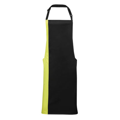 Black- Lime - Front - Premier Unisex Contrast Workwear Bib Apron