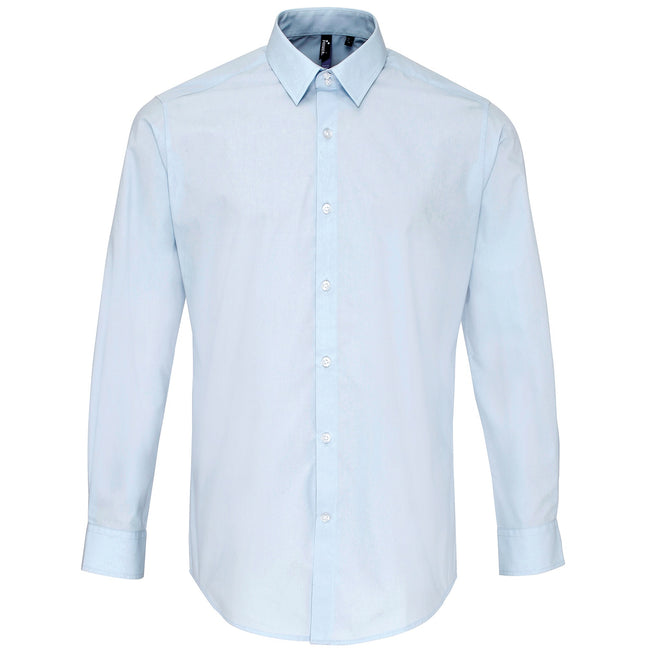 Light Blue - Front - Premier Supreme Heavier Weight Poplin Long Sleeve Work Shirt