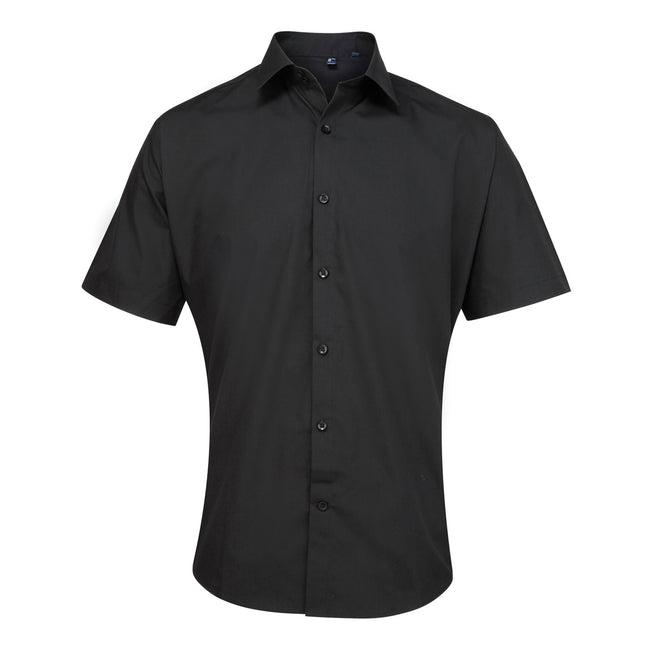 Black - Front - Premier Mens Supreme Heavy Poplin Short Sleeve Work Shirt