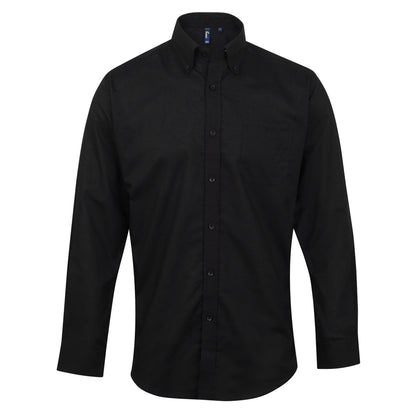 Black - Front - Premier Mens Signature Oxford Long Sleeve Work Shirt