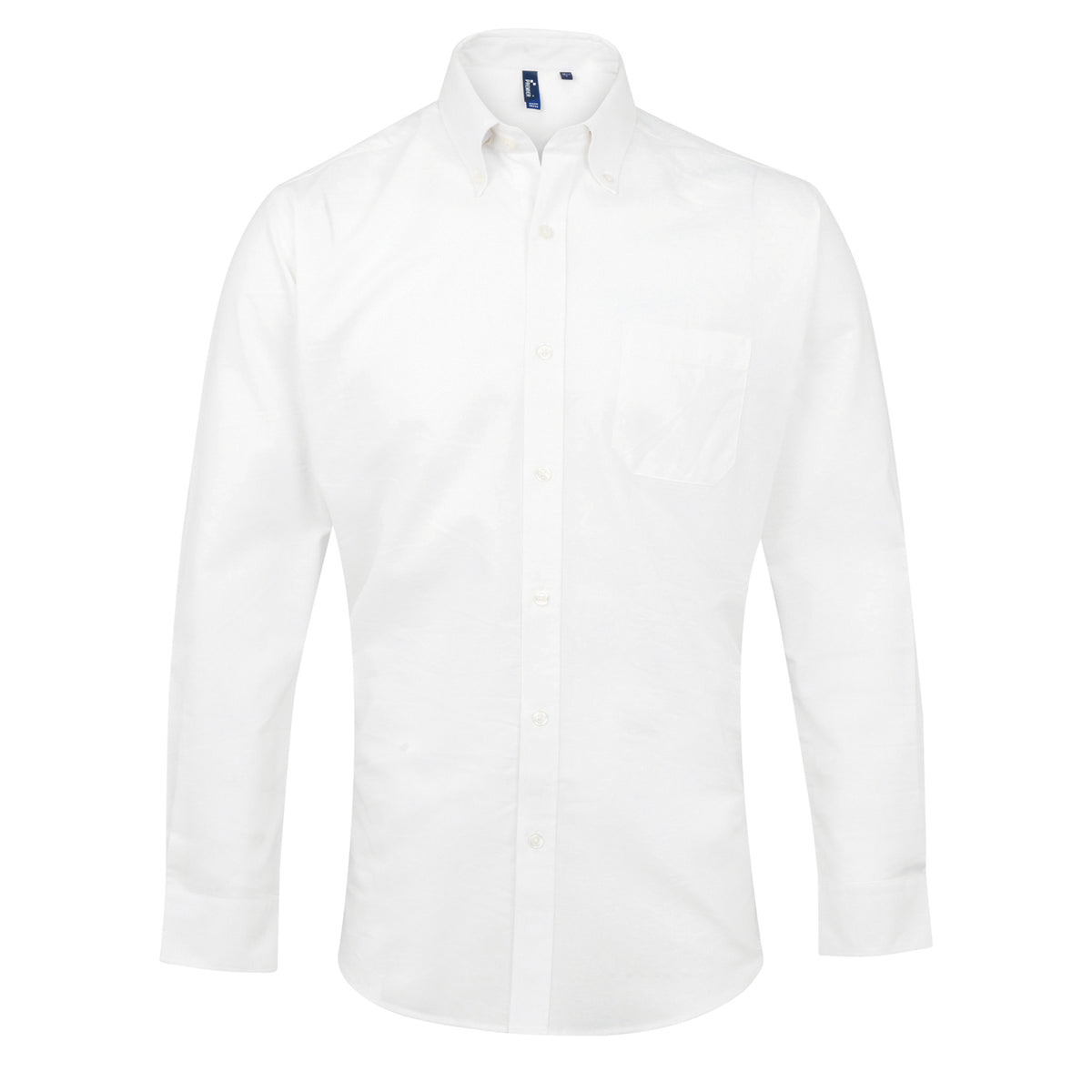 White - Front - Premier Mens Signature Oxford Long Sleeve Work Shirt