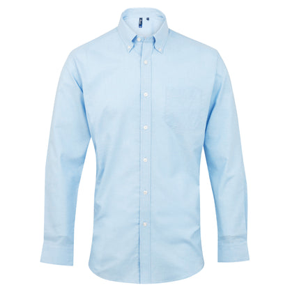 Light Blue - Front - Premier Mens Signature Oxford Long Sleeve Work Shirt