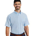 Light Blue - Back - Premier Mens Signature Oxford Short Sleeve Work Shirt