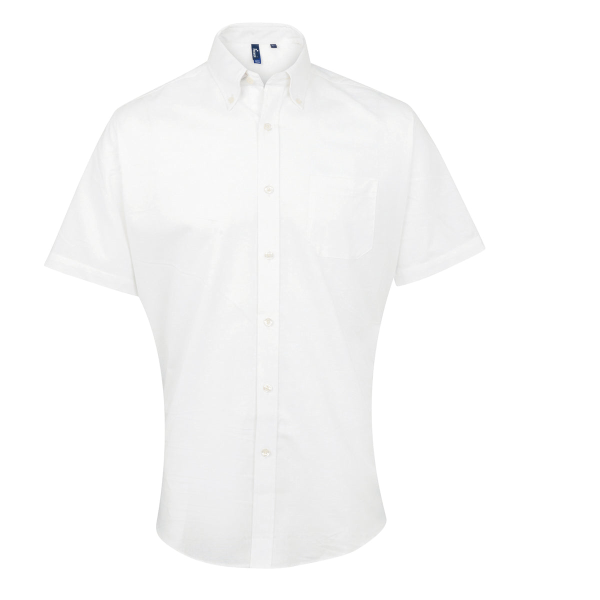 White - Front - Premier Mens Signature Oxford Short Sleeve Work Shirt
