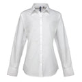 White - Front - Premier Womens-Ladies Supreme Heavy Poplin Long Sleeve Work Shirt