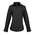 Black - Front - Premier Womens-Ladies Supreme Heavy Poplin Long Sleeve Work Shirt