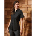 Black - Side - Premier Womens-Ladies Supreme Heavy Poplin Short Sleeve Work Shirt