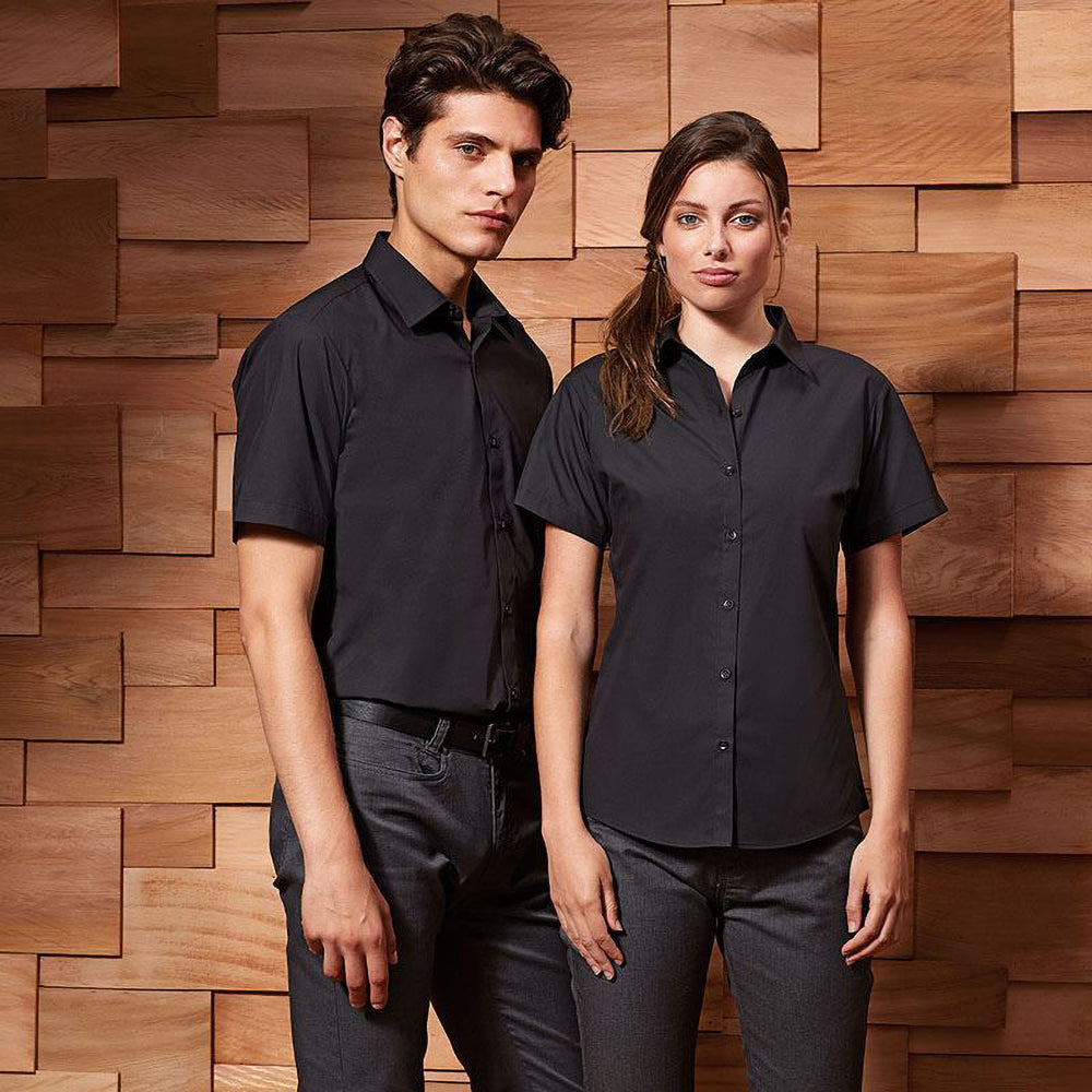 Black - Lifestyle - Premier Womens-Ladies Supreme Heavy Poplin Short Sleeve Work Shirt