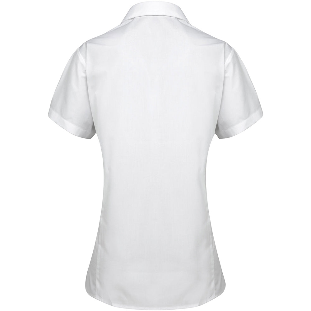 White - Back - Premier Womens-Ladies Supreme Heavy Poplin Short Sleeve Work Shirt