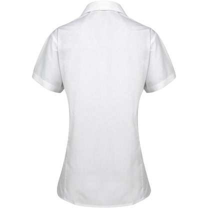 White - Back - Premier Womens-Ladies Supreme Heavy Poplin Short Sleeve Work Shirt