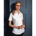 White - Side - Premier Womens-Ladies Supreme Heavy Poplin Short Sleeve Work Shirt