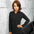 Black - Back - Premier Womens-Ladies Signature Oxford Long Sleeve Work Shirt