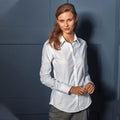 White - Side - Premier Womens-Ladies Signature Oxford Long Sleeve Work Shirt