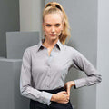 Silver - Side - Premier Womens-Ladies Signature Oxford Long Sleeve Work Shirt