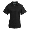 Black - Front - Premier Womens-Ladies Signature Oxford Short Sleeve Work Shirt