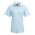 Light Blue - Front - Premier Womens-Ladies Signature Oxford Short Sleeve Work Shirt