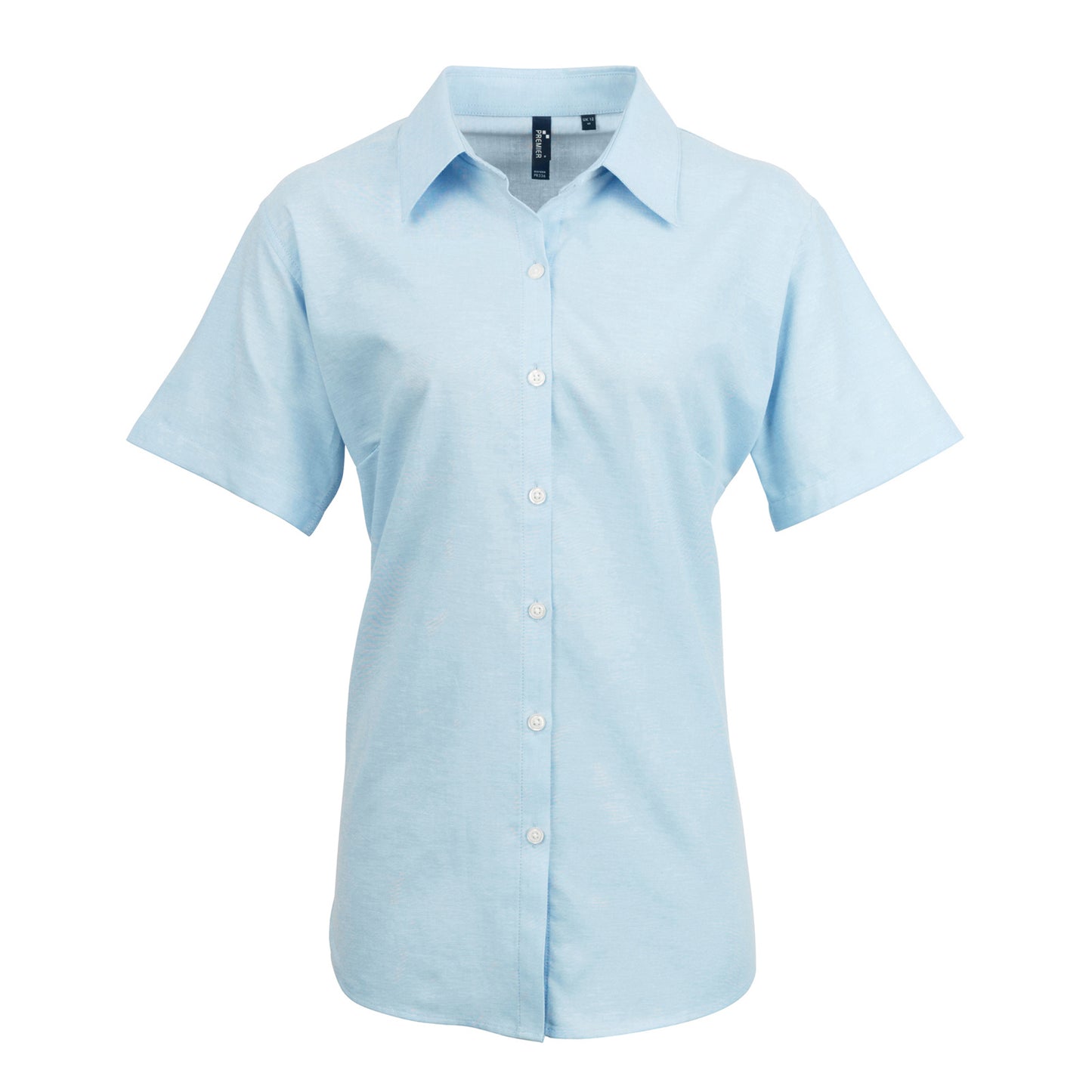 Light Blue - Front - Premier Womens-Ladies Signature Oxford Short Sleeve Work Shirt