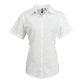 White - Front - Premier Womens-Ladies Signature Oxford Short Sleeve Work Shirt