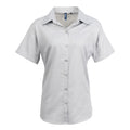 Silver - Front - Premier Womens-Ladies Signature Oxford Short Sleeve Work Shirt