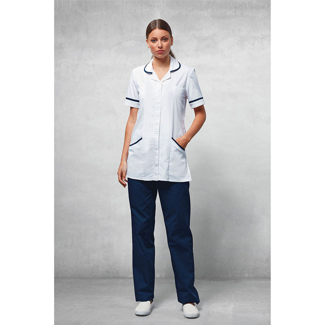 White- Navy - Side - Premier Ladies-Womens Vitality Medical-Healthcare Work Tunic