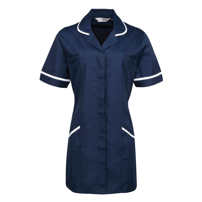 Navy- White - Front - Premier Ladies-Womens Vitality Medical-Healthcare Work Tunic