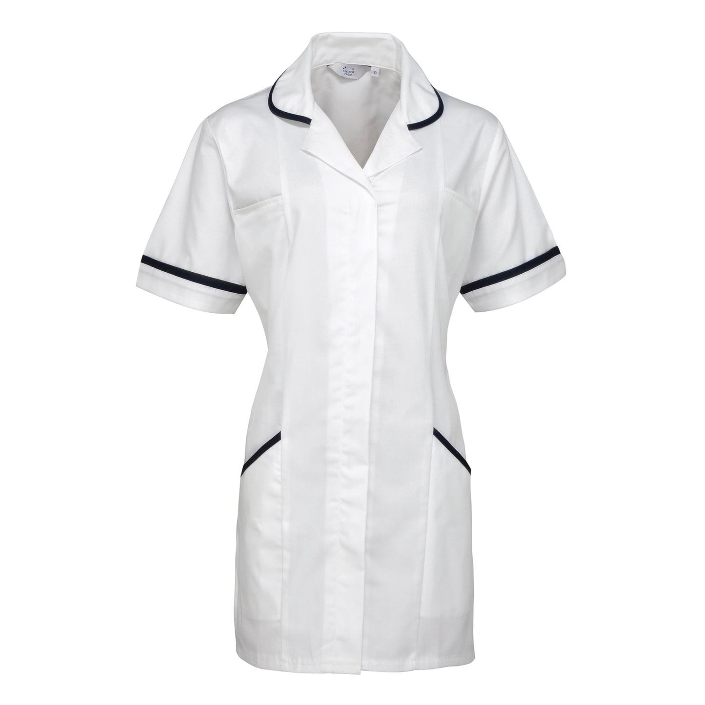 White- Navy - Front - Premier Ladies-Womens Vitality Medical-Healthcare Work Tunic