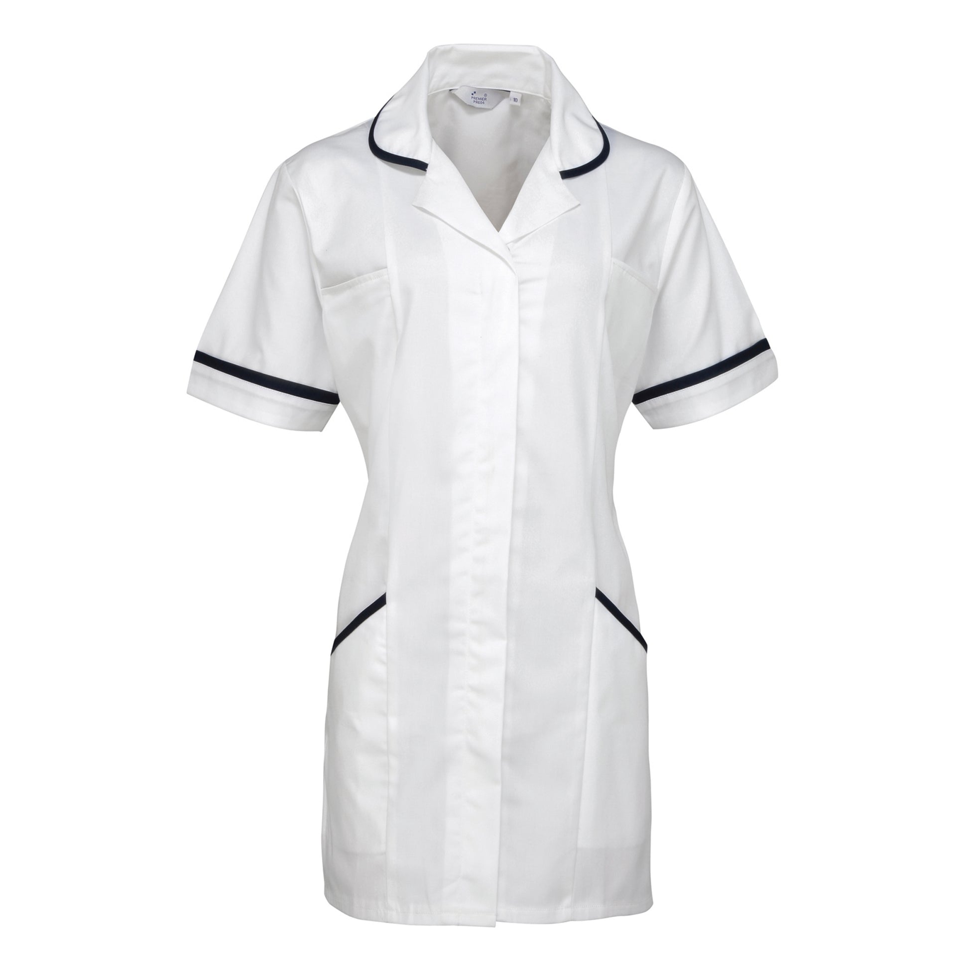 White- Navy - Front - Premier Ladies-Womens Vitality Medical-Healthcare Work Tunic