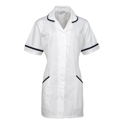 White- Navy - Front - Premier Ladies-Womens Vitality Medical-Healthcare Work Tunic