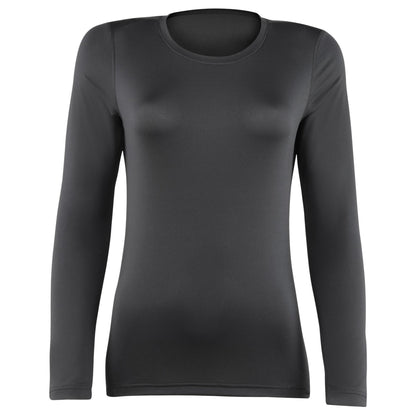 Black - Front - Rhino Womens-Ladies Sports Baselayer Long Sleeve