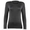 Black - Front - Rhino Womens-Ladies Sports Baselayer Long Sleeve