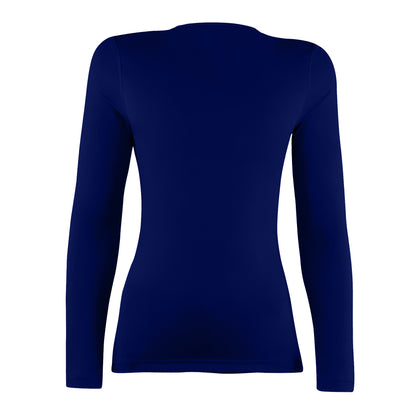 Navy - Back - Rhino Womens-Ladies Sports Baselayer Long Sleeve