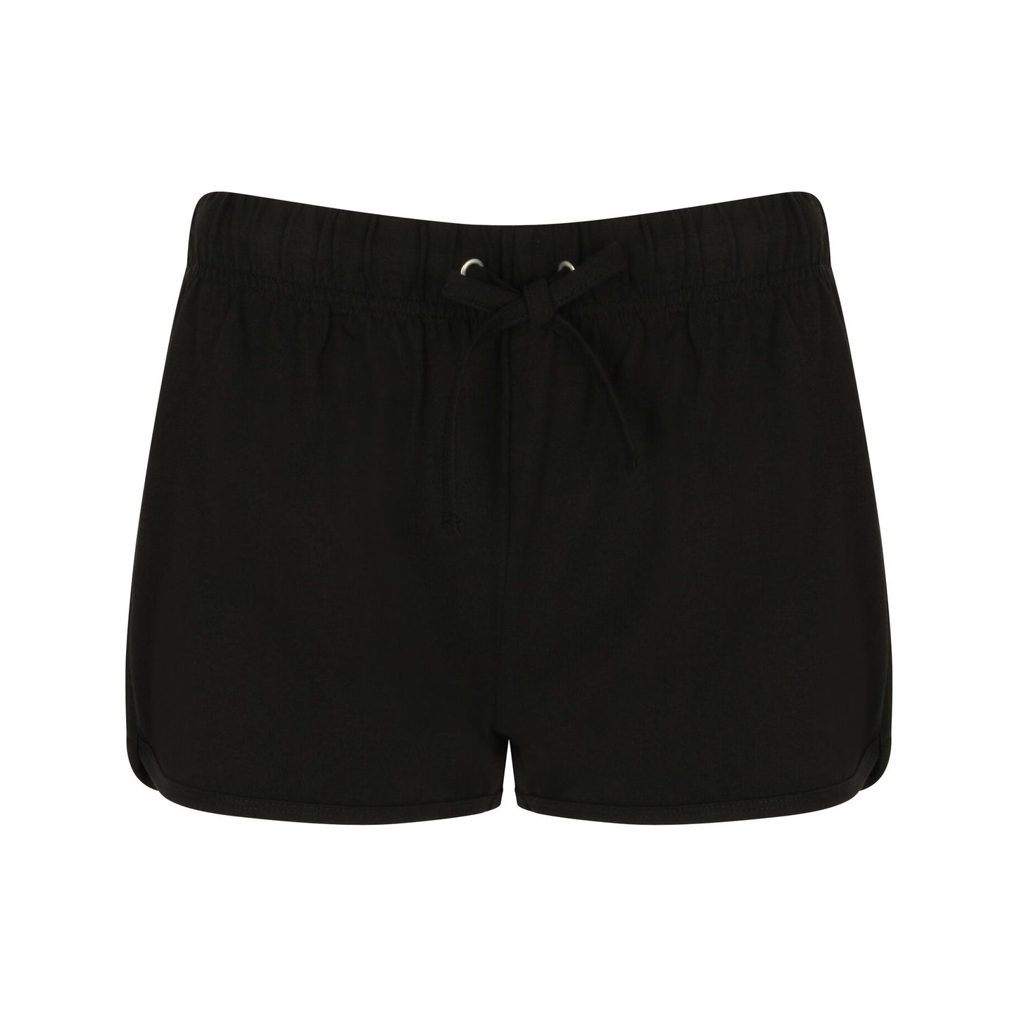 Black- Black - Front - Skinni Fit Womens-Ladies Retro Training - Fitness Sports Shorts