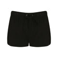 Black- Black - Front - Skinni Fit Womens-Ladies Retro Training - Fitness Sports Shorts