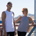 Heather Grey - Side - SF Womens-Ladies High Neck Sleeveless Vest - Top