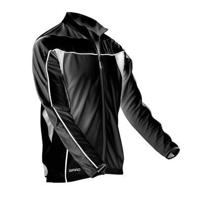 Black- White - Front - Spiro Mens Bikewear Long Sleeve Performance Top - Sports - Cycling