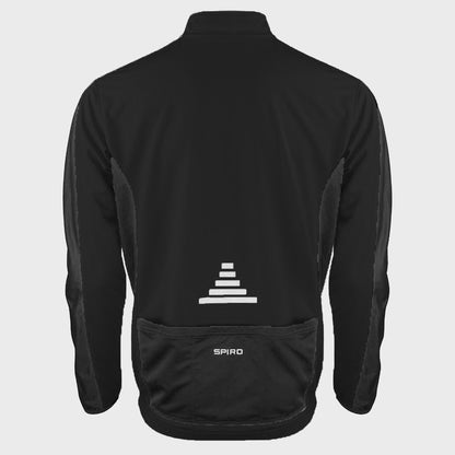 Black- White - Back - Spiro Mens Bikewear Long Sleeve Performance Top - Sports - Cycling