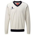 White- Navy trim - Front - Surridge Mens Fleece Lined Sweater - Sports - Cricket