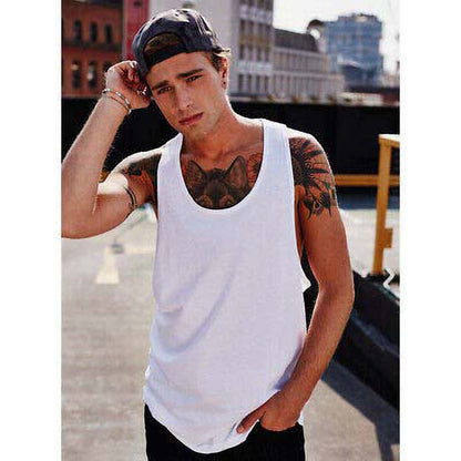 White - Lifestyle - Tanx Mens Vest Sleeveless Vest Top - Muscle Vest