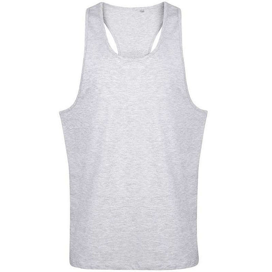 Heather Grey - Front - Tanx Mens Vest Sleeveless Vest Top - Muscle Vest